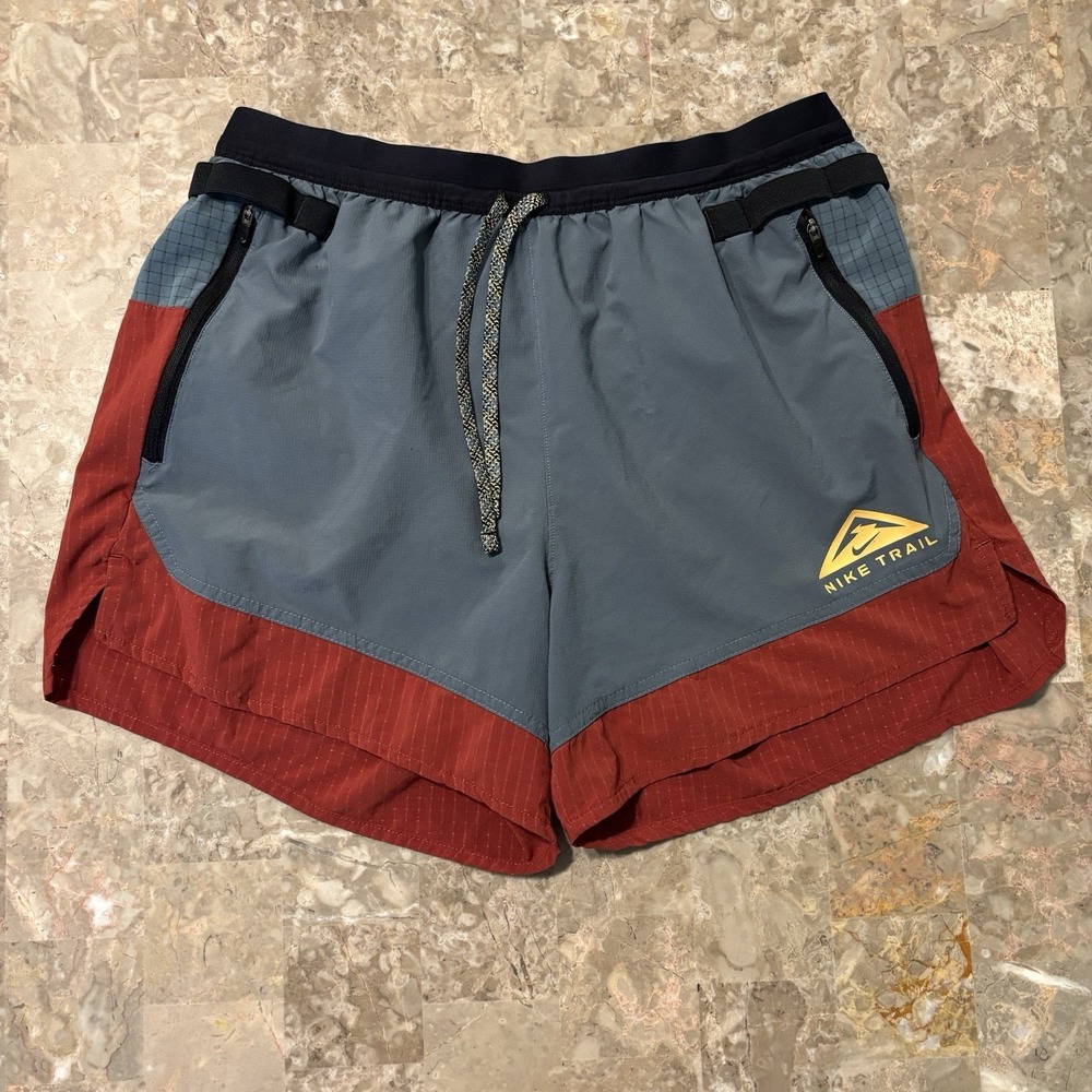 Nike Trail Running Shorts Mens Large Red Grey Flex Stride Lined DN4480